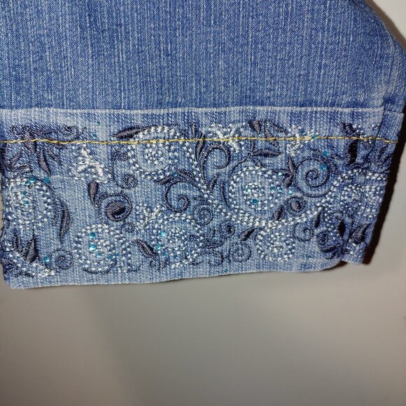 COS Jeans Embroidered Capri Size 12 Medium Wash Blue - Picture 4 of 7